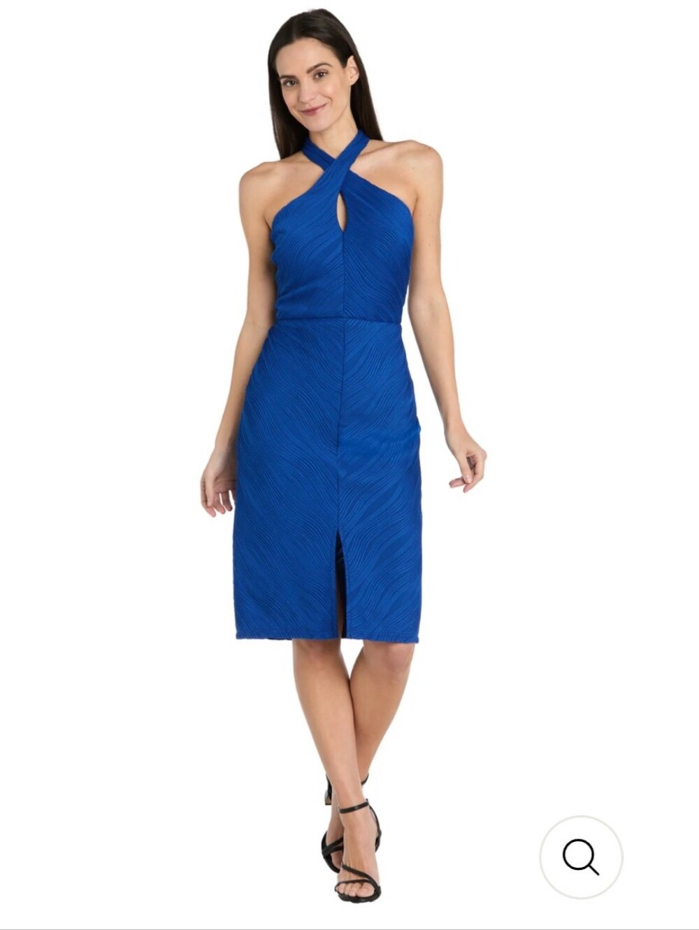 r&m richards royal blue dress Womens 12P Pleated Halter Midi Sleeveless NWT M Richards poncho dress